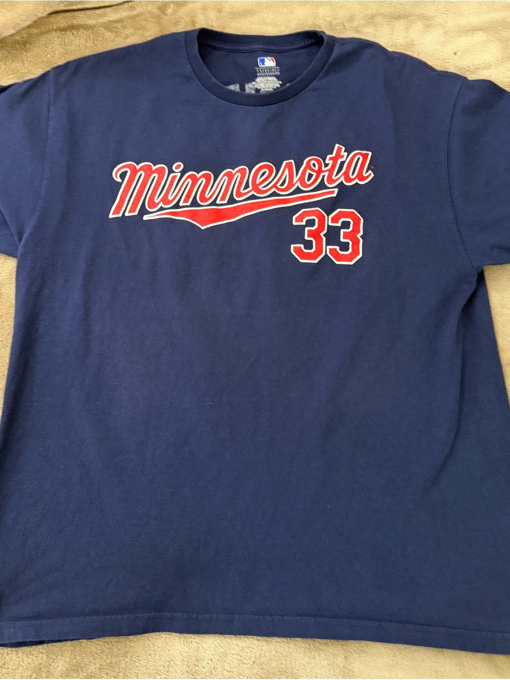 MLB Minnesota Twins Justin Morneau #33 Navy Blue XL Baseball T-shirt